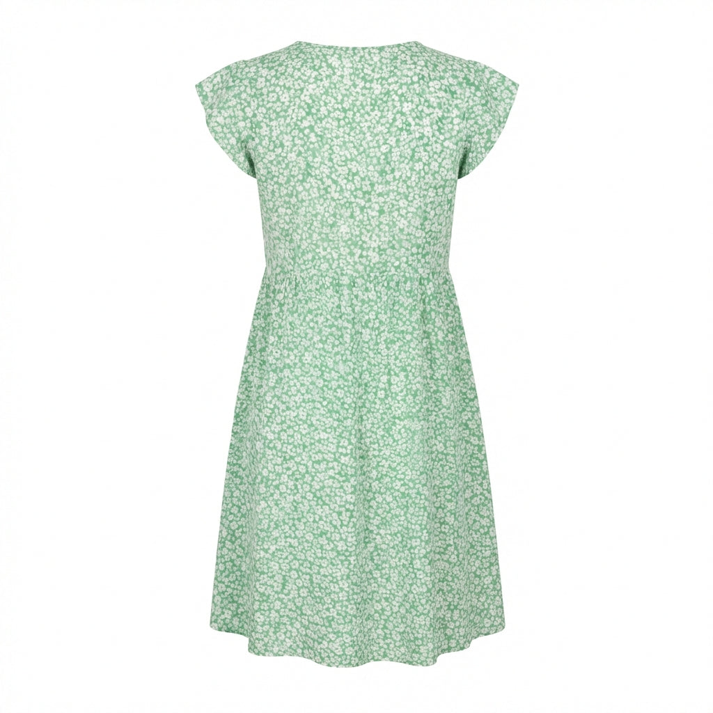 Green Floral Viscose Dress – Grün – Viskose – Damen