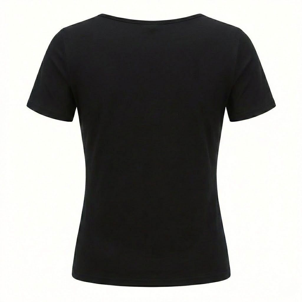 Black Cotton Lace Top – Schwarz – Baumwollmischung – Damen