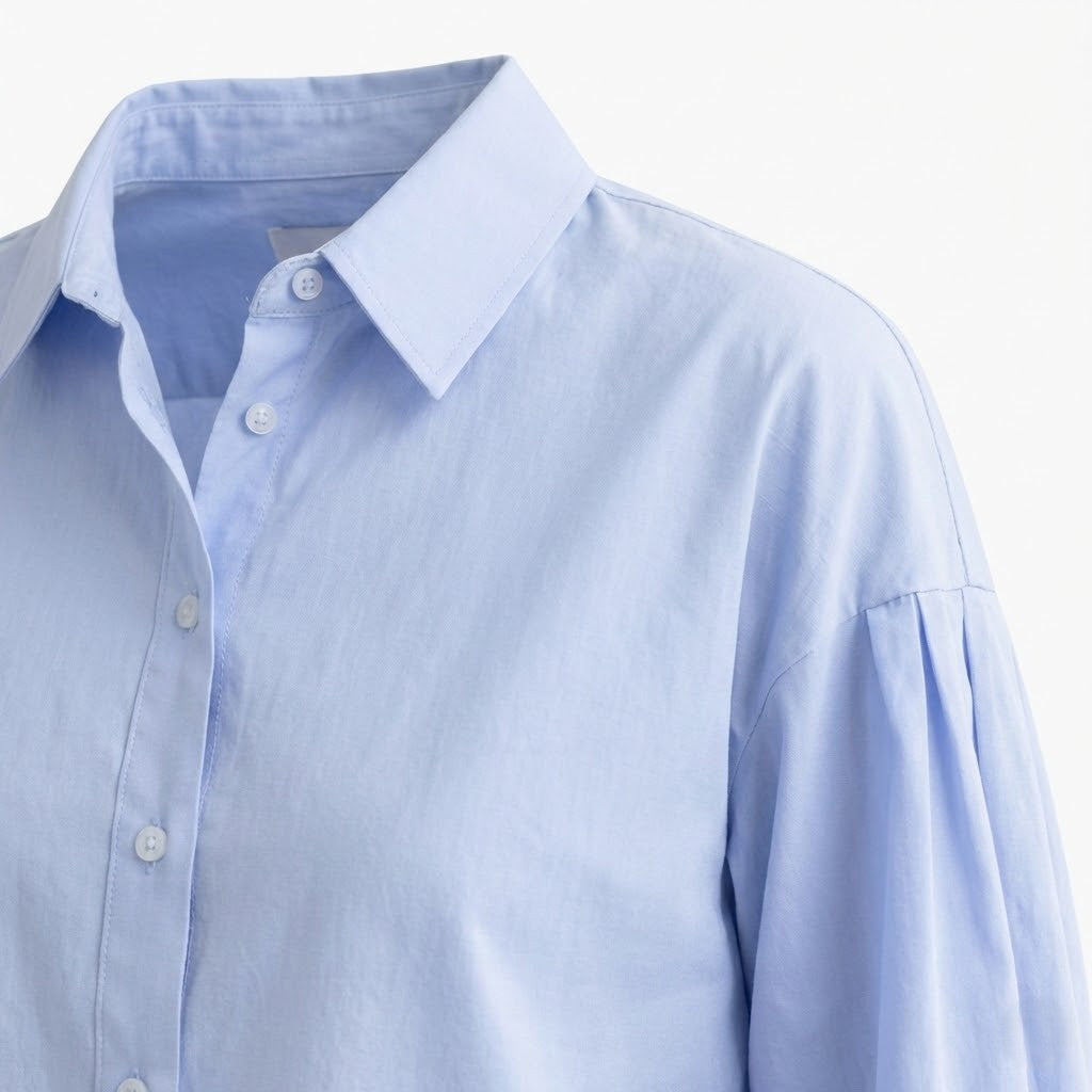 Light Blue Cotton Blouse – Hellblau – Baumwolle – Damen