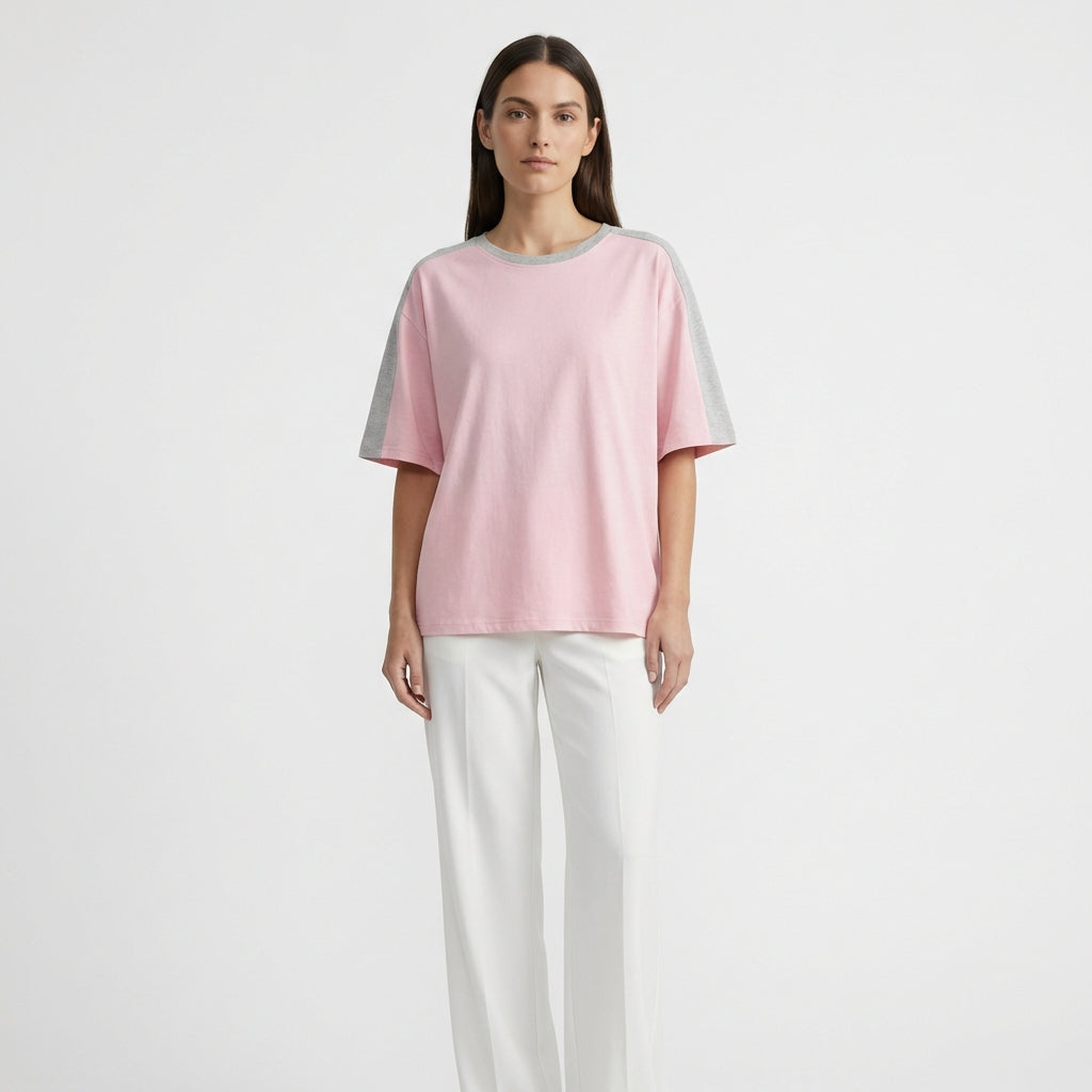 Rosa Oversized T-Shirt aus Baumwolle – Rosa – Baumwolle – Damen